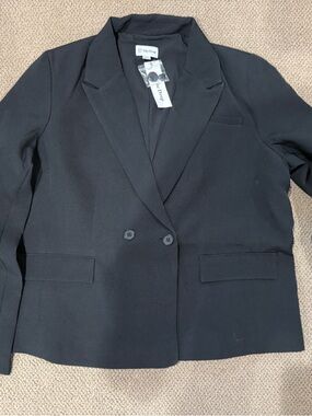 The Drop Women's Black Double-Breasted Blazer — Tailored Evening Jacket